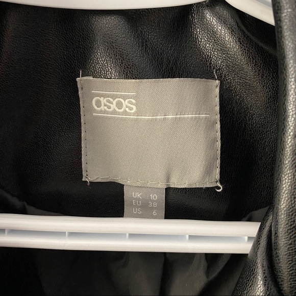 ASOS Tall black faux leather jacket - size 6 - Picture 2 of 2